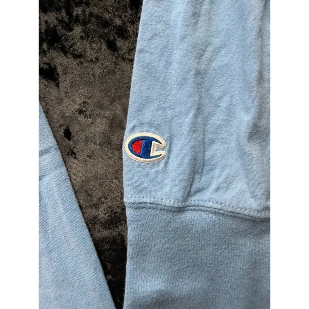 Champion Women's XL Long Sleeve T Shirt Light Blue Script Logo GT17H